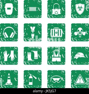 Safety icons set grunge Stock Vector