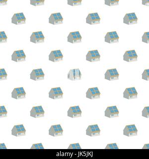House with solar batteries on the roof pattern Stock Vector