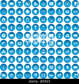 100 playground icons set blue Stock Vector
