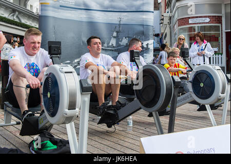 Cork, Ireland. 22nd July, 2017.  The Irish Navy did a charity row in aid of Pulmonary Hypertension Ireland today.  The illness is extremely rare, with only 150 known cases in Ireland. There is no cure, only treatment.  Credit: Andy Gibson/Alamy Live News. Stock Photo