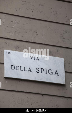 Italy, Lombardy, Milan, Monte Napoleone fashion designer area, Via Della Spiga sign Stock Photo
