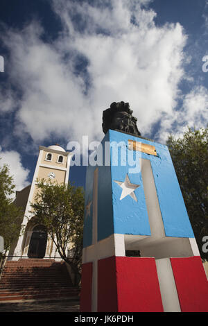 Puerto Rico, North Coast, Karst Country, Lares, town church and Puerto Rican monument Stock Photo