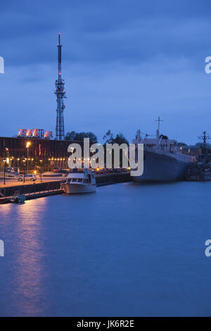 Latvia, Western Latvia, Kurzeme Region, Liepaja, commercial harbor, Tirdniecibas Canal, evening Stock Photo