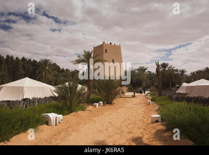 Tunisia, Ksour Area, Ksar Ghilane, Hotel Pansea, viewing tower, exterior Stock Photo