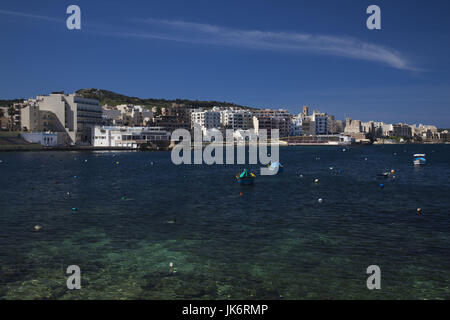 Malta, St. Paul's Bay area, Bugibba, town waterfront Stock Photo