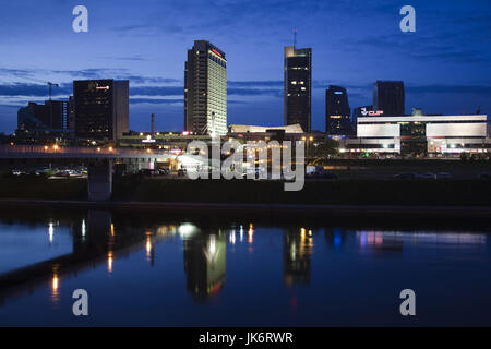 Lithuania, Vilnius, highrise buildings of Snipiskes from the Neris River Stock Photo