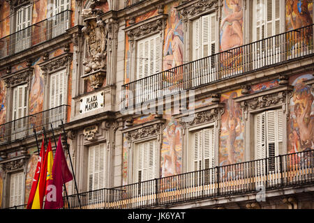 Spain, Madrid, Centro Area, Plaza Mayor, building detail Stock Photo