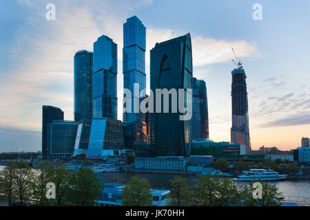 Russia, Moscow Oblast, Moscow, Presnya-area, Moscow International Business Center, evening Stock Photo