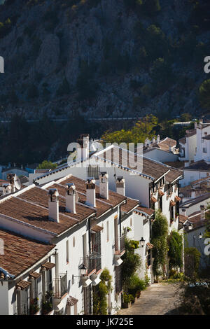 Spain, Andalucia Region, Cadiz Province, Grazalema, elevated village view, morning Stock Photo