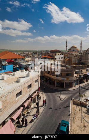 Jordan, Kings Highway, Madaba, elevated town view with mosque Stock Photo