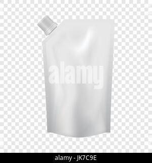 Plastic pouch with batcher mockup, realistic style Stock Vector