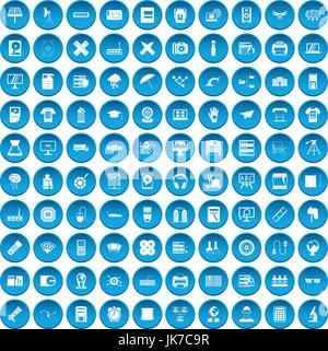 100 printer icons set blue Stock Vector