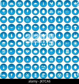 100 productiveness icons set blue Stock Vector