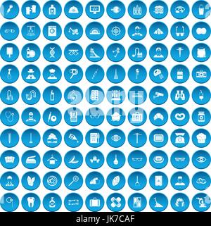 100 profession icons set blue Stock Vector