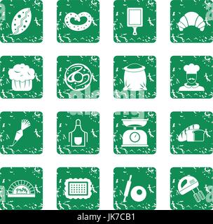 Bakery icons set grunge Stock Vector