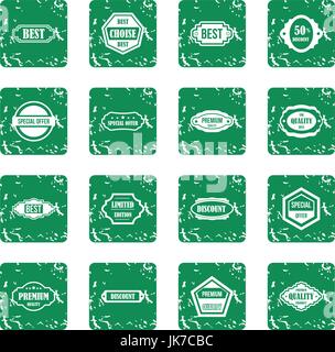 Golden labels icons set grunge Stock Vector