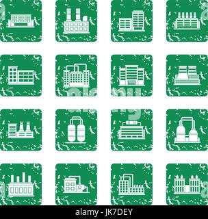 Industrial building icons set grunge Stock Vector