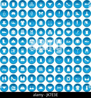 100 sewing icons set blue Stock Vector