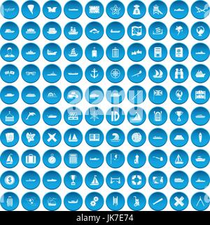 100 shipping icons set blue Stock Vector