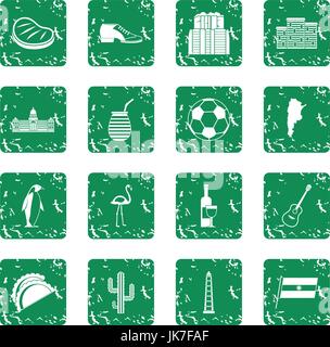 Argentina travel items icons set grunge Stock Vector