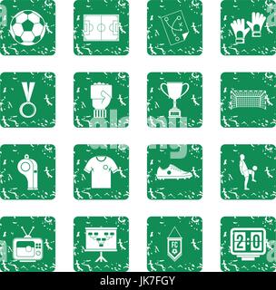 Soccer football icons set grunge Stock Vector