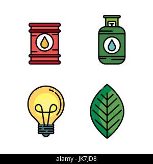 Colorful energy resources set over white background Stock Vector