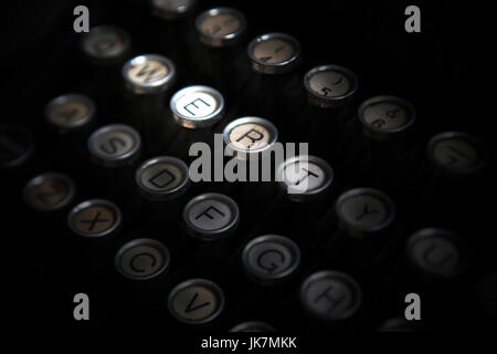 Close up photo of antique typewriter keys, shallow focus Stock Photo