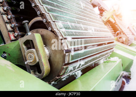 Features of carding machine in textile mill Stock Photo