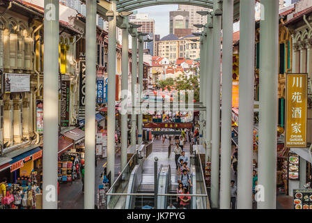 Crowded Pagoda Street at MRT Chinatown station in Singapore. Stock Photo