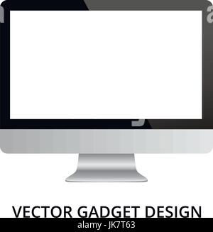 Computer monitor on white background. Realistic vector illustration, for graphic and web design Stock Vector