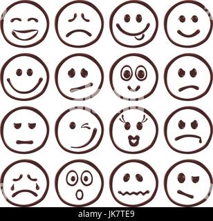 Set of chocolate smiley faces on white background, realistic vector illustration Stock Vector