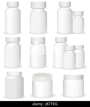 Set of medical containers on white background, realistic vector illustration Stock Vector