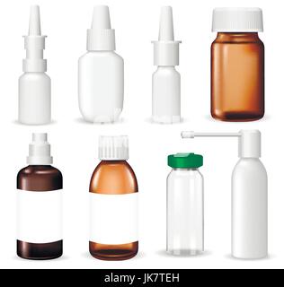 Set of medical containers on white background, realistic vector illustration Stock Vector