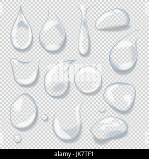 Set of water drops, realistic vector illustration Stock Vector