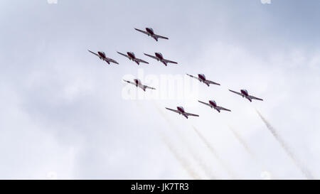 The Canadian Forces (CF) Snowbirds flypast Ottawa, Capital of Canada Stock Photo