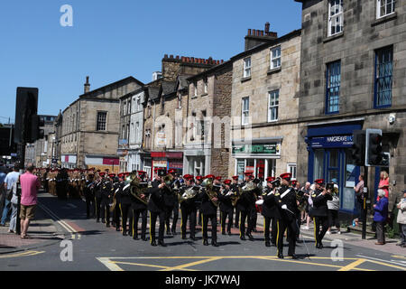 The Duke of Lancaster's Regiment exercising their right as Freemen of Lancaster to march through the city seen on Brock Street. Stock Photo