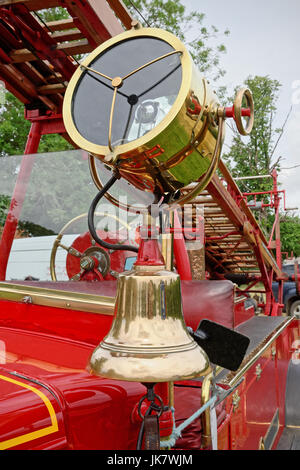 Warning bell and searchlight on a UK fire engine dating from 1937 Stock Photo