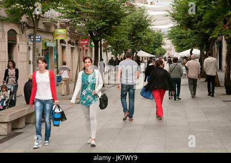 El Paseo - pedestrian street in the old town, Orense, Region of Galicia, Spain, Europe Stock Photo