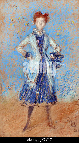 James Abbott McNeill Whistler, The Blue Girl 1873-1876 Drawing. Freer Gallery of Art, Washington, D.C., USA. Stock Photo