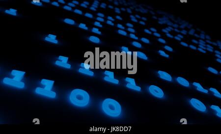 abstract binary code blue background 3d render. Stock Photo