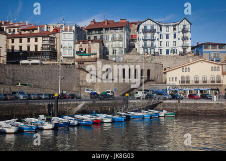 Spain, Basque Country Region, Guipuzcoa Province, Getaria, port view Stock Photo