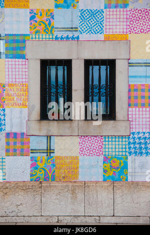 Spain, Cantabria Region, Cantabria Province, Santander, colorful port building Stock Photo