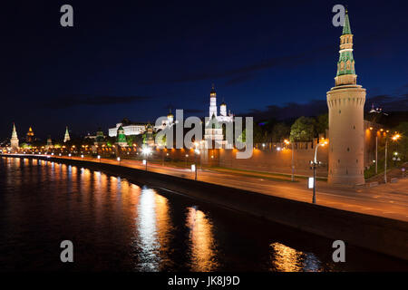 Russia, Moscow Oblast, Moscow, Red Square, elevated view of Kremlin, evening Stock Photo