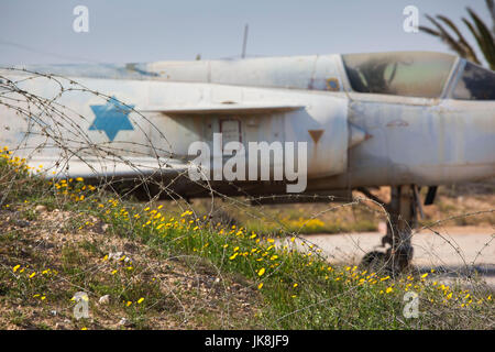 Israel, The Negev, Be-er Sheva, Israeli Air Force Museum, Hatzerim Israeli Air Force base, Israeli-built Kfir fighter Stock Photo