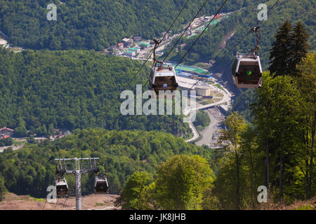 Russia, Caucasus Mountains, Sochi Area, Krasnaya Polyana, Carousel Mountain cable car, summer Stock Photo