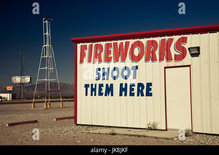 USA, Nevada, Great Basin, Amargosa Valley, fireworks sign Stock Photo