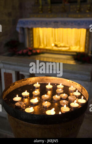 Israel, West Bank, Bethlehem, Saint Catherine Church, interior, votive candles Stock Photo