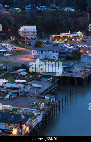 USA, California, Northern California, North Coast, Fort Bragg, harbor area, evening Stock Photo