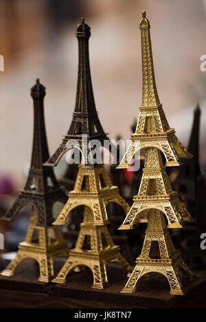 France, Paris, Left Bank, souvenir Eiffel Towers Stock Photo