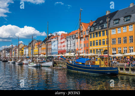 Nyhavn district is one of the most famous landmarks in Copenhagen, Denmark